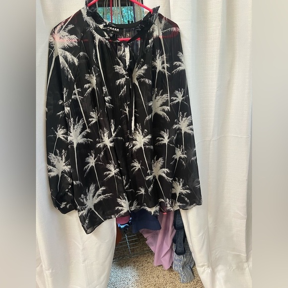 Carmakoma Tops - Carmakoma Monochrome Patterned Sheer Shirt